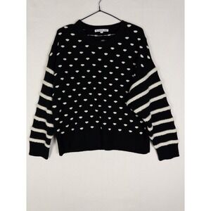 The Cashmere Project Pullover Womens M Stitched Polka Dot Stripe Crew Cashmere